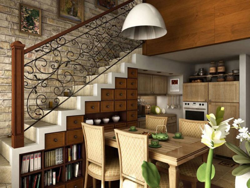 under the stairs