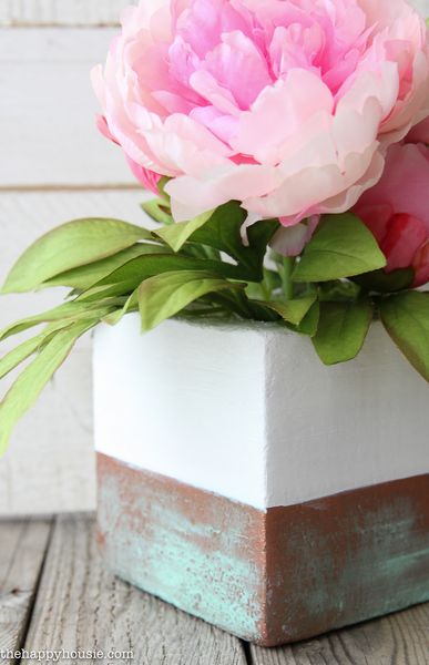 DIY Faux Copper Patina Vase Arrangement