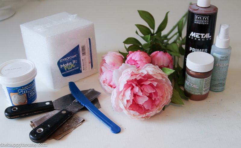 DIY Faux Copper Patina Vase Arrangement