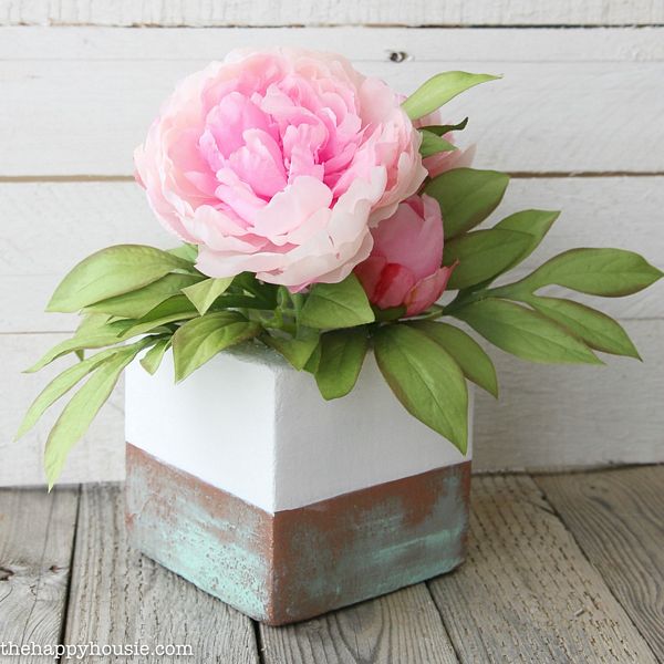 DIY Faux Copper Patina Vase Arrangement
