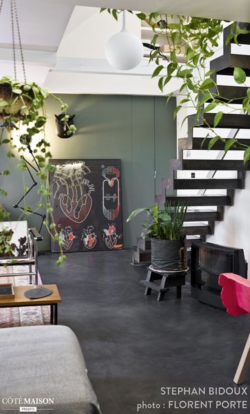 A stylish duplex with exposed beams