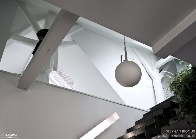 A stylish duplex with exposed beams