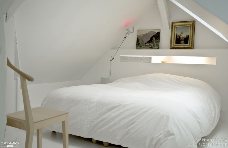 A stylish duplex with exposed beams