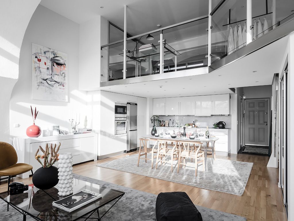 An eclectic studio in black and white hues