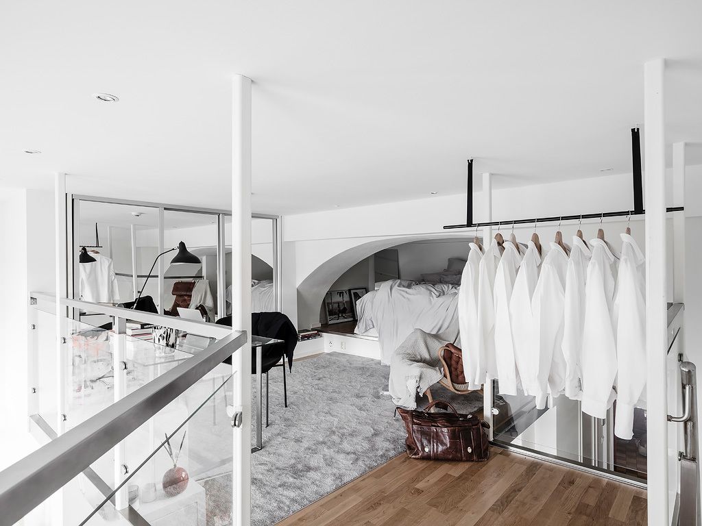 An eclectic studio in black and white hues