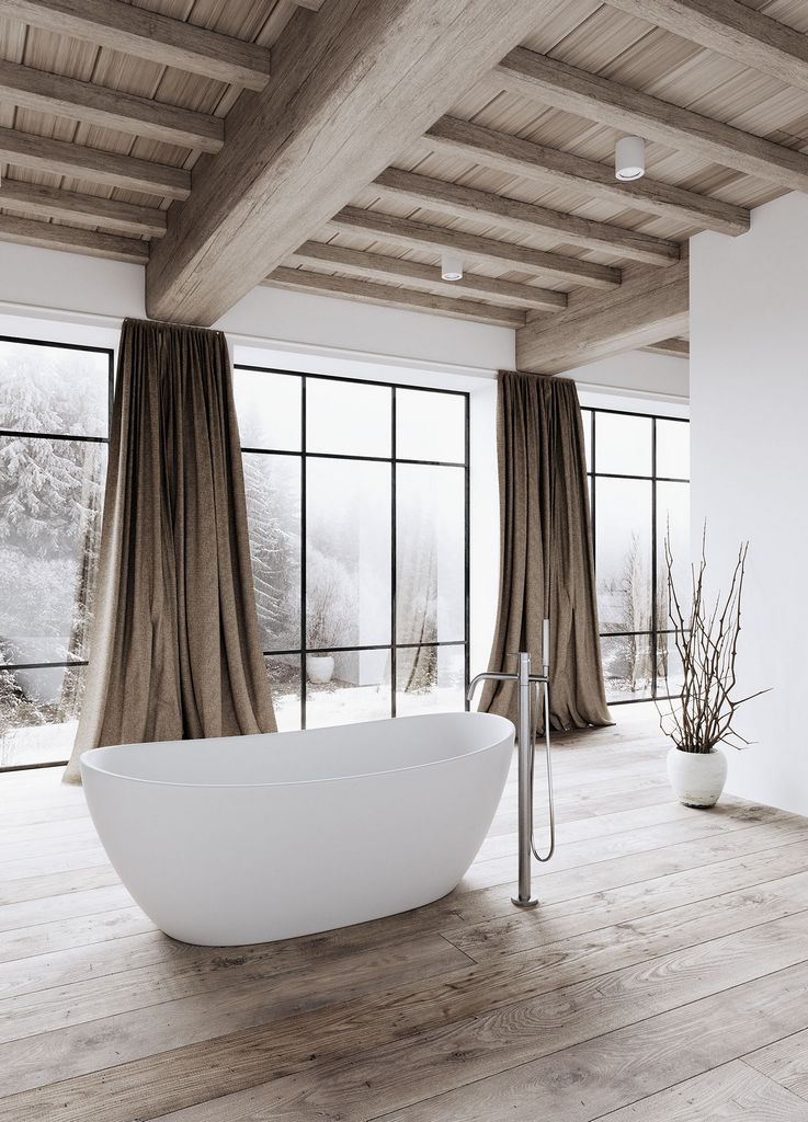 Luxurious bathroom with natural tones