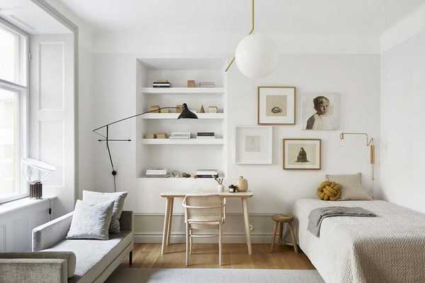 A small apartment with warm color palette