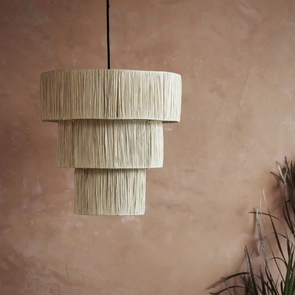 Shade for ceiling, iron/raffia, dia 60XH75 cm
