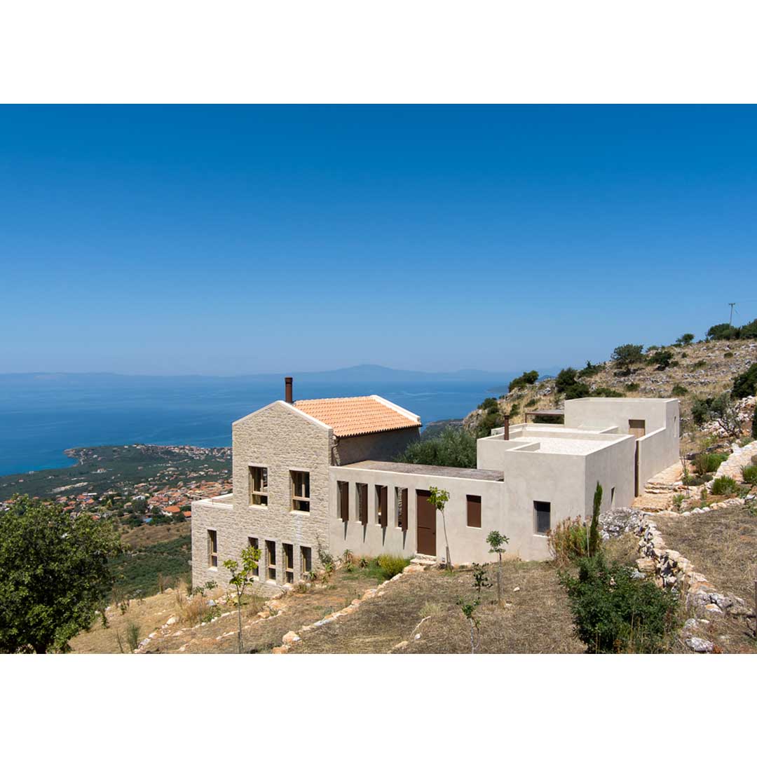 ETSI Architects complete mountainside holiday retreat in Mani Peninsula, Greece