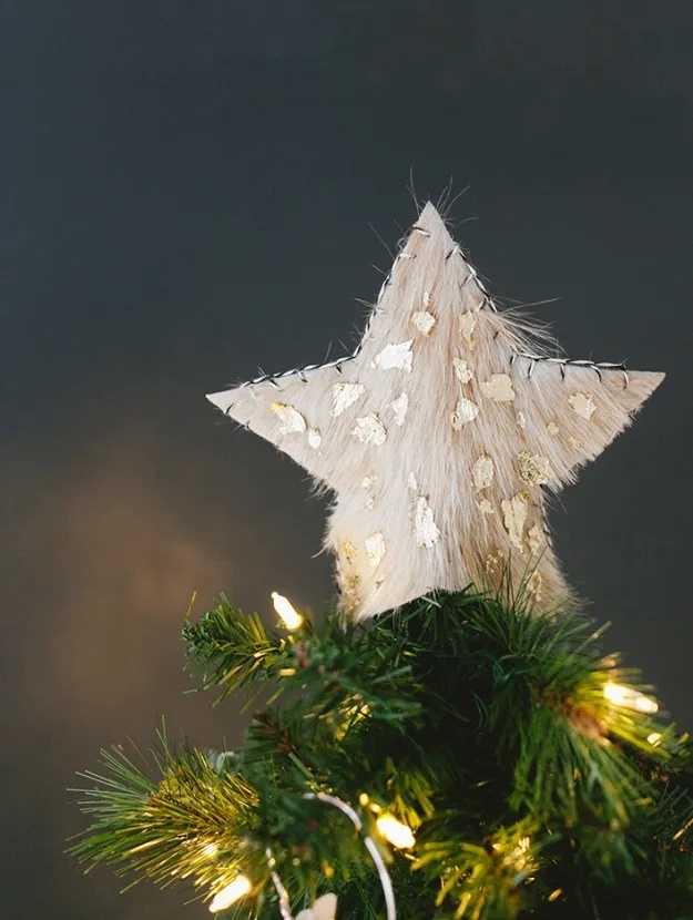 DIY Gold Leaf Calf Hair Tree Topper